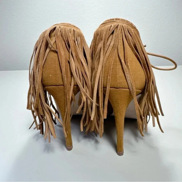 Zara Womens 38 Suede Leather Fringe Cowgirl Heel  Shoes - Picture 8 of 14